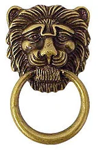 Ручка-кольцо, 'Лев с кольцом', 'Empire' 87х50мм, латунь пат., накл., винт, 12500.08700.03