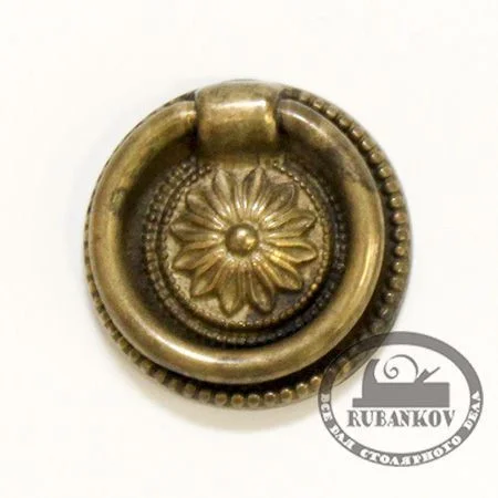 Ручка-кольцо, 'Louis XVI' D37мм, латунь Флоренс., кругл. накл., винт, 12224.03700.09