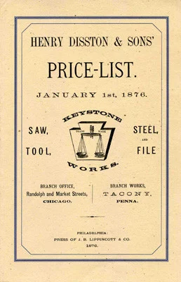 Книга *Henry Disston & Sons Price List 1876*, репринт