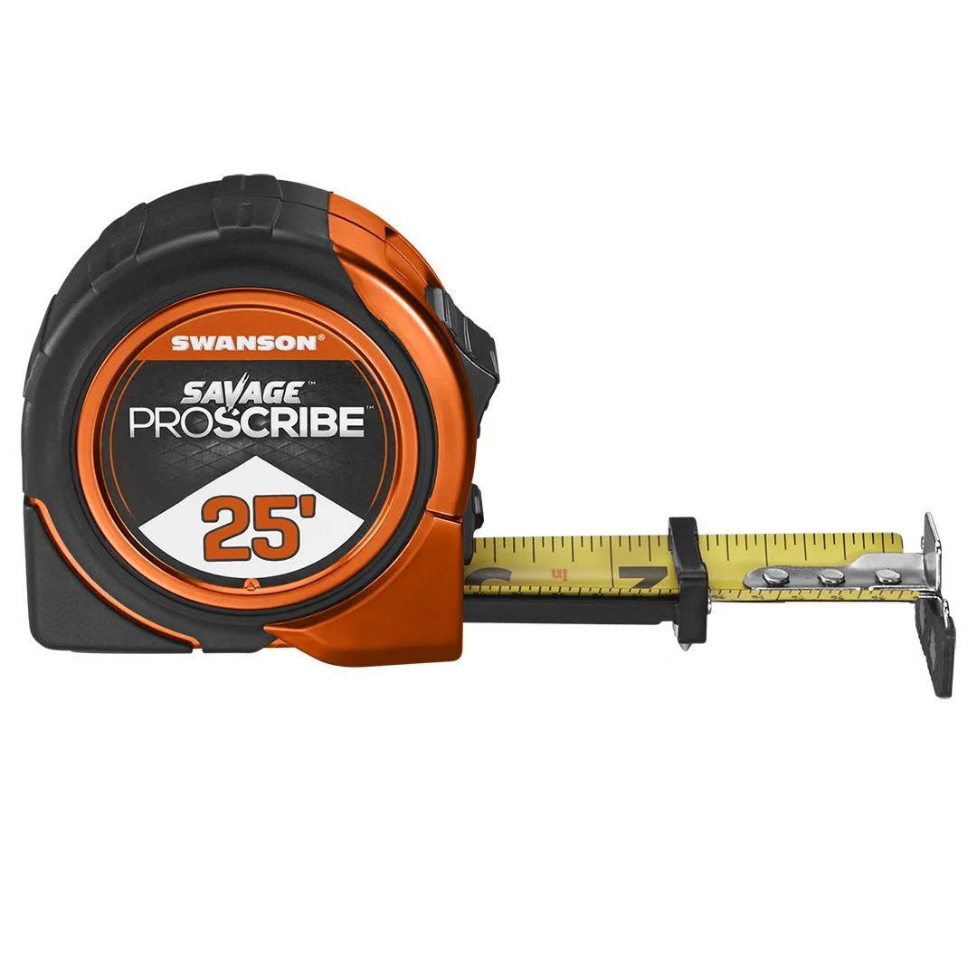 Рулетка с дюймовой разметкой Swanson Savage GripLine 25'