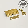 Замок шкатулочный, 40х22мм, + ответная планка и ключик, полир. латунь., фото 2