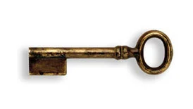 Ключ п/нестанд. замок, *18 th century* 24х69мм, L=42 мм, тип P, латунь пат.