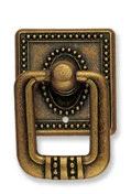 Ручка-кольцо, *Art Nouveau* 33х51мм, латунь Флоренсе., квадр. накл., винт