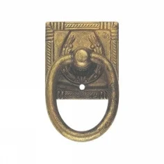 Ручка-кольцо, *Art Nouveau* 33x55мм, латунь пат., прямоуг.накл., винт и гвоздь