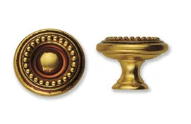 Ручка-кнопка, *Louis XVI* D30мм, латунь полир. с коричн. пат., винт