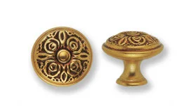 1Ручка-кнопка, *Regenci* D30мм, латунь пат., винт