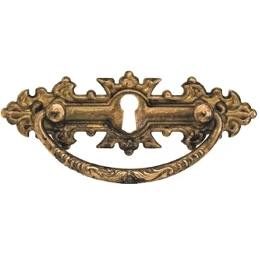 Ручка-скоба c ключевиной, *Grunderzeit* 38x114мм, 64 мм.латунь пат., накл., винт
