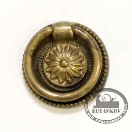 Ручка-кольцо, 'Louis XVI' D32мм, латунь пат., кругл. накл., винт, 12224.03200.03