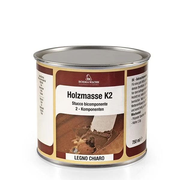 Шпаклёвка белая HOLZMASSE K2 transparent 2К, 750 мл